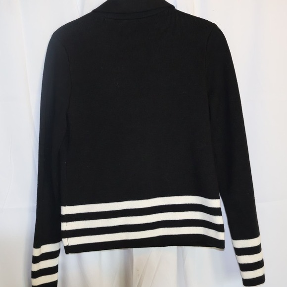 Loft Sailor Knit Jacket Black with White Stripes, One Button Front, Size XS - Picture 6 of 12